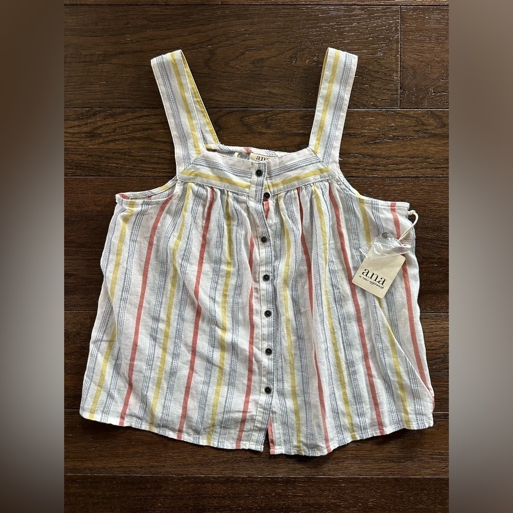 A.N.A Striped Button Tank- size XS